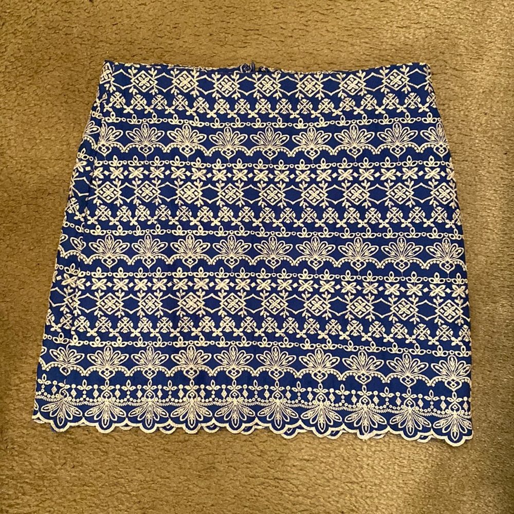 Size 6: LOFT Skirt (Blue and White) Never worn